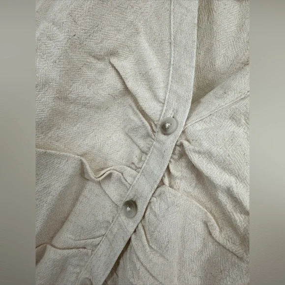 Madewell Linen-Blend Ruched Button-Front Top Size Large NWT $82 - Picture 5 of 6